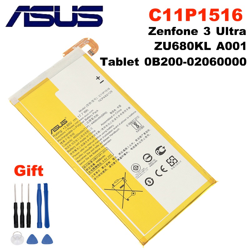 Original ASUS C11P1516 High Capacity Battery For ASUS Zenfone 3 Ultra ZU680KL A001 6.8" Tablet 0B200