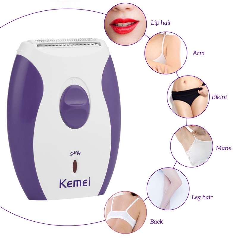 Kemei KM-280R เครื่องโกนกำจัดขนไร้สายใบมีดคู่ ขนาดพกพา รูปที่ 2