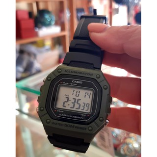 Casio สายเรซิ่น w-218H-3AVDF นาฬิกาข้อมือผู้ชาย นาฬิกาคาสิโอ้