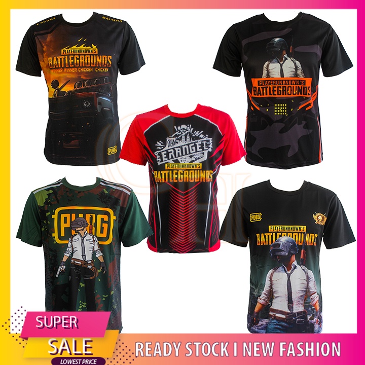 ผู้ชาย PUBG BATTLEGROUND JERSEY เสื้อยืด FULL PRINT (BAJU เสื้อยืดเกม PUBG LELAKI) MTN