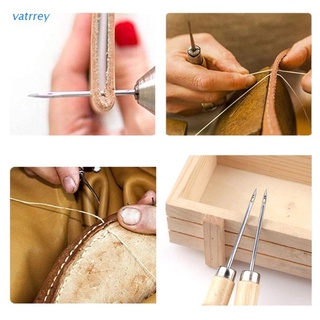 VA   Wooden Handle Shoes Repairing Awl Leather Shoe Sewing Cobbler Tool DIY Craft Repair Hand Stitcher Straight Curved and Hole Hook Crochet Needle Tool Handicrafts Sewing Supplies