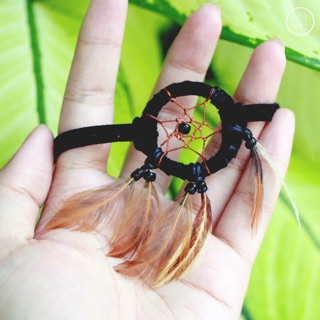 (สั่งทำ 1-2 วัน) Dream catcher สร้อยข้อมือแฮนเมดหนังชามัวร์