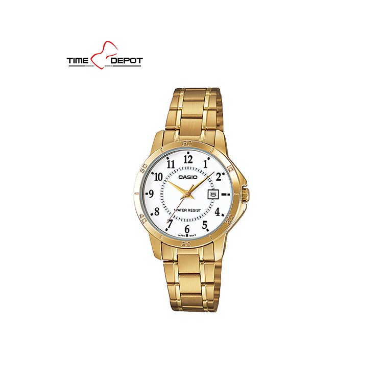 Casio LTP-V004G-7BUDF Gold Stainless Steel Strap Watch For Women