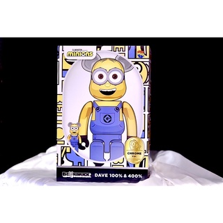 Bearbrick Minion Dave Chrome 400%+100% New ใหม่ไม่แกะ พร้อมส่ง! แท้ 💯