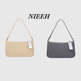 [PREORDER] NIEEH - ENVELOPE SUEDE LEATHER BAG (beige/gray) กระเป๋าแบรนด์ nieeh ของแท้ 100%