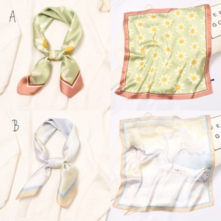 ถามสต็อกก่อนสั่ง ผ้าพันคอลายน่ารัก สีหวาน 70*70