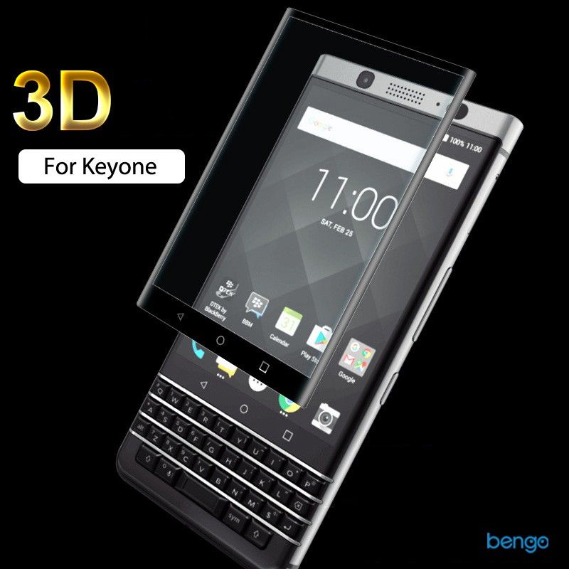 กระจกนิรภัย 4D BlackBerry Key One Phone (สีดํา)