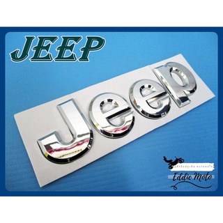 JEEP EMBLEM LOGO "CHROME" STICKER size 14x4.5 cm  // โลโก้ ข้อความ Jeep สีโครเมี่ยม พร้อมกาวติด สินค้าคุณภาพดี