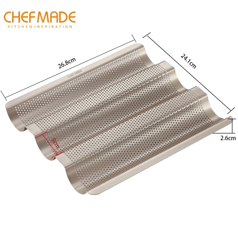 Chefmade พิมพ์ baguette baking pan พิมพ์บาเกต ถาดอบบาเกต ถาดอบนมปังฝรั่งเศส WK9083 (small) - รูปที่ 2