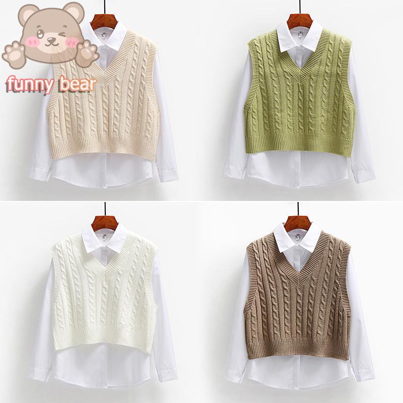เสื้อกักไหมพรม สไตล์เกาหลี สไตล์วิทยาลัย เสื้อกั๊ก แฟชั่น simple style