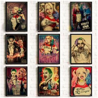 โปสเตอร์กระดาษคราฟท์ พิมพ์ลาย Suicide Squad Harley Quinn and The Joker สไตล์วินเทจ สําหรับตกแต่งบ้าน