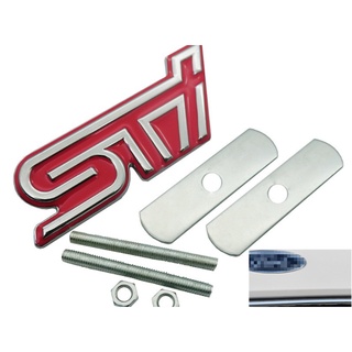 โลโก้ติดกระจังหน้า เอสทีไอ ซูบารุ สีแดง งานโลหะ RED STI Front Grille Sticker Emblem Badge for SUBARU XV Forester brz