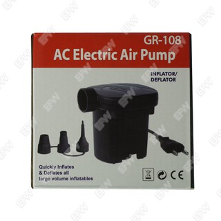 เครื่องสูบลม ที่สูบลมไฟฟ้า 3 หัว AC electric air pump 3 in 1 รุ่น GR-108 (สีดำ) สูบของเล่นเป่าลมได้ทุกชนิด สูบลม ห่วงยาง