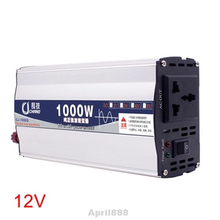 600W 1000W Car Home Use Portable Converter Transformer Surge Protection 12V 24V To 220V Pure Sine Wave Power Inverter