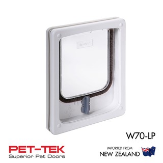 (ไม่ใช่ของจีน) ประตูแมว-ประตูสุนัข PET-TEK W70-LP สีขาว ช่อง15*16ซม. ติดกับประตูทั่วไปหนา 10-25มม. นำเข้า New Zealand