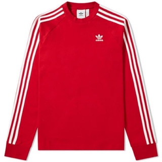 Adidas เสื้อยืด แขนยาว 3 ลาย สีแดง