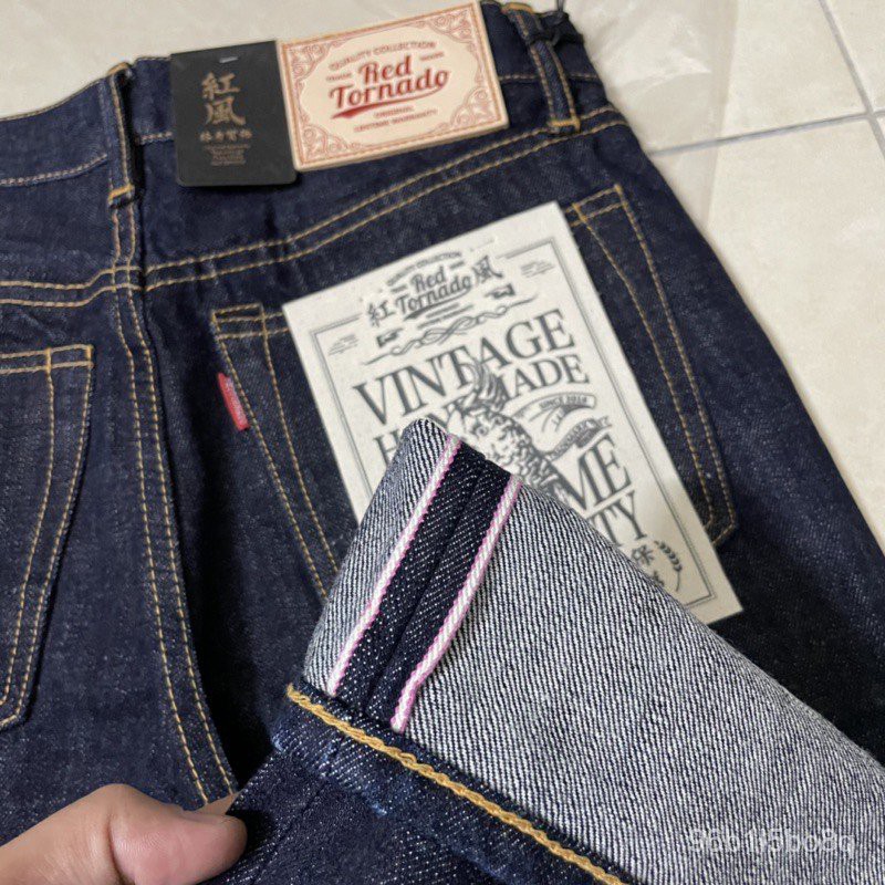 กางเกงยีนส์ทอร์นาโดสีแดงเดนิมญี่ปุ่นกอบกู้ 16oz slim fit redwing nudiejeans momotarojeans redwing875