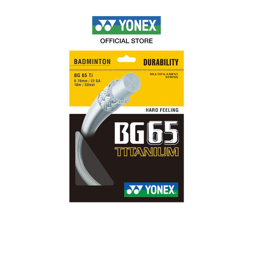 Yonex BG65Ti เอ็นแบดมินตัน เส้นใยถักพิเศษขนาด 0.70 มม. ผลิตที่ประเทศญี่ป่น เส้นใยถักเคลือบด้วยสาร Titanium Hydride