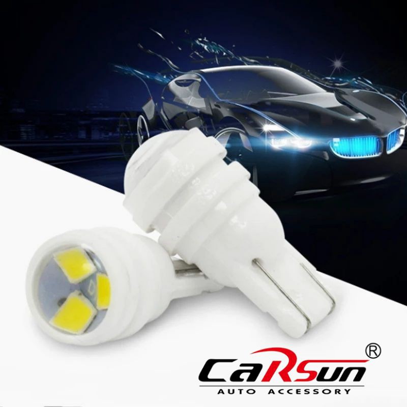 Carsun LED T10 12V (2หลอด) หลอดไฟรถยนต์ แสงสีขาว สว่างสบายตา สำหรับไฟหรี่ ไฟเพดาน ไฟห้องโดยสาร ไฟป้ายทะเบียน แทนหลอดไส้