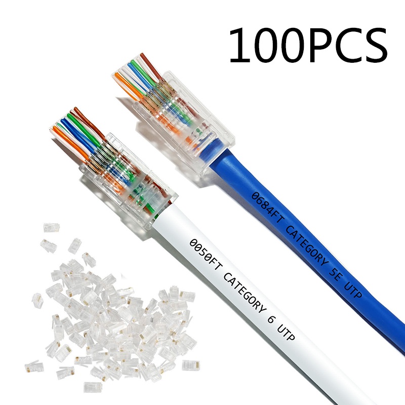 500pc EZ RJ45 Network Cable Modular 8P8C Connector End Pass Through cat6 cat5e 