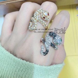 แหวน 💍 Ring Snake 🐍  แหวนแฟชั่น ประดับพลอย น้องงู Size17 ✨ มี2สี เงิน/ดำ , ทอง