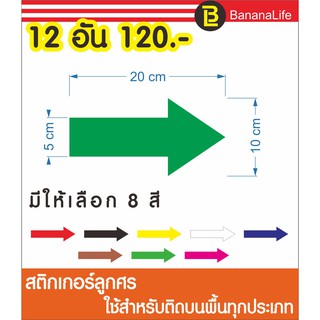 สติกเกอร์ลูกศร PVC 10x20 cm.