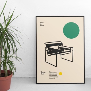 โปสเตอร์ผ้าใบ รูปเก้าอี้ Marcel Breuer สไตล์มินิมอล สําหรับตกแต่งผนังบ้าน ห้องนั่งเล่น