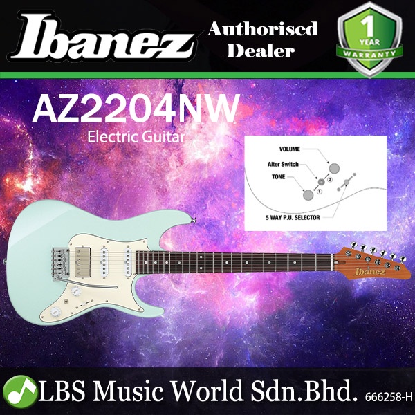 Ibanez AZ2204NW Alder Body Prestige กีตาร์ไฟฟ้า HSS Pickup และ Rosewood Fingerboard - Mint Green