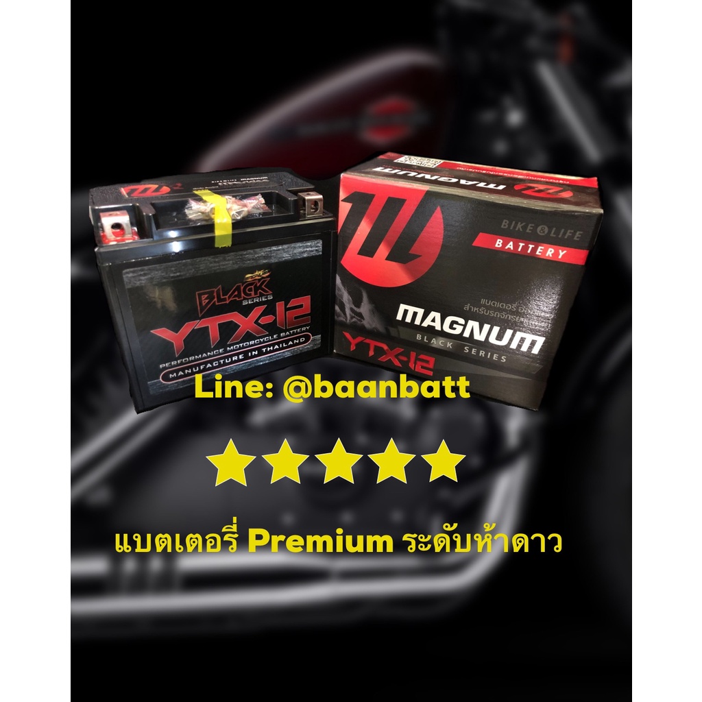 แบตเตอรี่ มอเตอร์ไซค์ Magnum Black Series Ytx-12 (12V 12Ah) / Made In ...