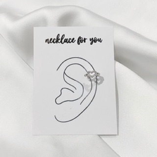 Ear cuff รูปหัวใจเพชรสีเงิน ไม่ลอกไม่ดำ