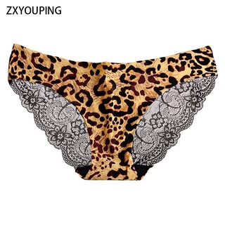 10 Color Print Ice silk Women Panties Sexy Lace Hollow Breathable Briefs Low-waist  Soft Underwear Plus Size Female Lingerie S-XX