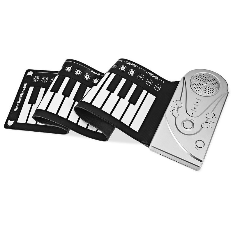 เปียโนแบบยางพกพา 49 คีย์ ม้วนเก็บได้ Portable 49 Keys Flexible Roll Up Piano Electronic Soft Keyboar