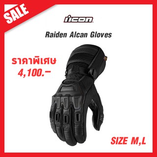 ถุงมือ icon Raiden Alcan Gloves Black Size M,L | สีดำ ไซส์ M,L