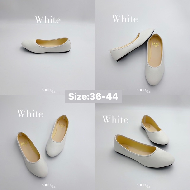รองเท้าคัชชู สีขาว 🤍 ไซส์ 36 - 44 🤍 คัชชูหนังนิ่ม คัชชูนักศึกษาไม่มีส้น รองเท้าทำงาน SHOESNITA