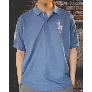 เสื้อคอปกโปโลสีพื้น ม้าใหญ่ ปักแขนเลข 3 งานพรีเมี่ยม ผ้าไม่ร้อน ผ้าไม่เละไม่ย้วย