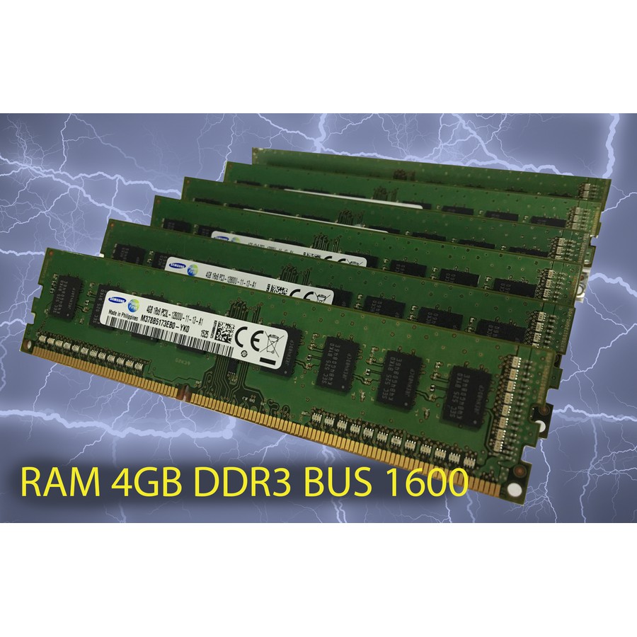 RAM DDR3 4GB BUS 1600MHz 8Chip  คละยี่ห้อ