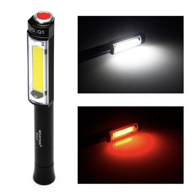 พร้อมส่ง แบบพกพา2 LEDs COB ไฟฉายมือแม่เหล็กสีขาวทำงานสีแดง Flash Light ไฟฉาย AAA แบตเตอรี่กลางคืน