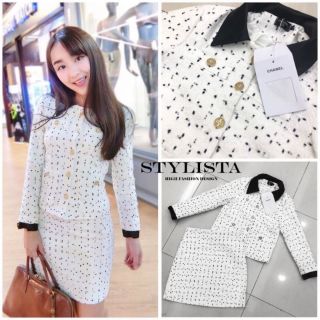 เซต2 ชิ้น เสื้อ+กระโปรง เสื้อทวิตคอปกแขนยาว By Stylista