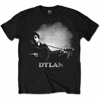 เสื้อยืดครอปใหม่ เสื้อยืด ผ้าฝ้าย พิมพ์ลายนักร้องพื้นบ้าน Bob Dylan สีดํา สําหรับเล่นกีตาร์S-5XL