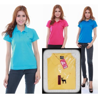 เสื้อโปโล ( polo shirt )แบรนด์ Geeko ตรากวาง สีพื้นหญิง สีเหลือง( นาโน ) gkc - 37W