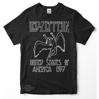 Zeppelin เสื้อยืดลําลอง แขนสั้น พิมพ์ลาย UNITED STATES 1977 zeppelin led สไตล์วินเทจ โอเวอร์ไซซ์