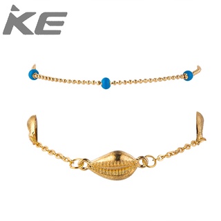 Jewelry Simple alloy chain rice bead shell multi-anklet for girls for women low price