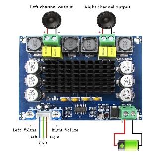 บอร์ดขยายเสียง 120Wx2 DC 12-24 Volt  XH-M543 Dual-Channel STEREO High Power Digital Audio Amplifier BOARD