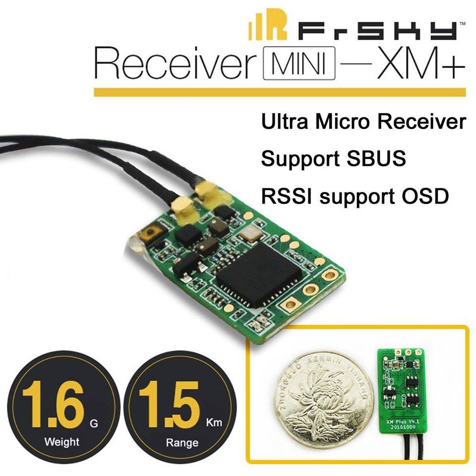 [รีซีฟ] Frsky XM + PLUS Receiver Micro D16 SBUS Full Range ตัวรับสัญญาณได้ถึง 16CH  Taranis X9D PLUS
