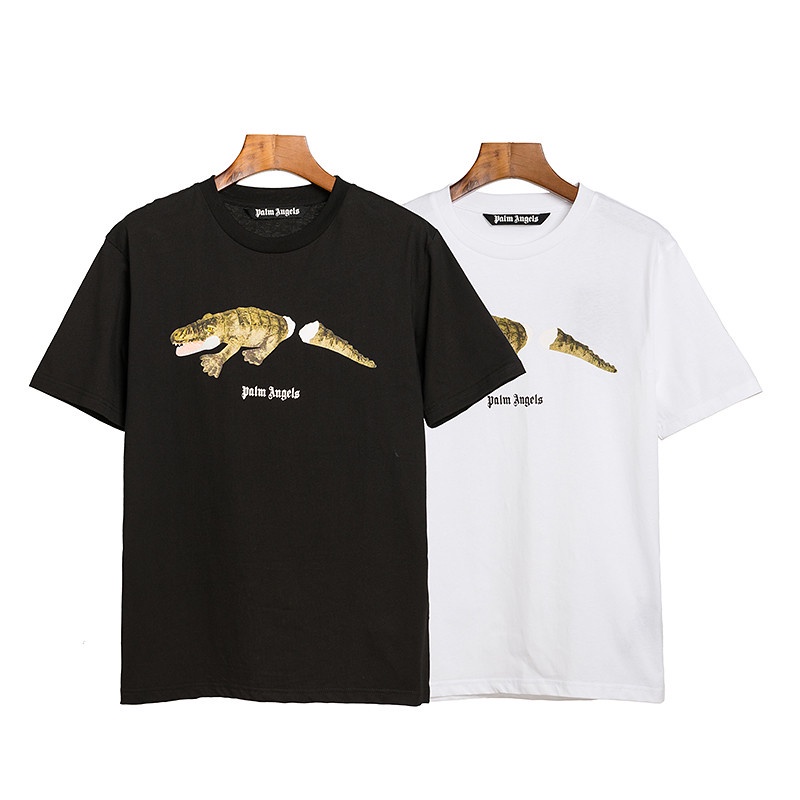 ขายดี P2A3LM เสื้อยืดแขนสั้น ผ้าฝ้าย ลายหนังจระเข้ แฟชั่นสําหรับผู้ชาย และผู้หญิง
