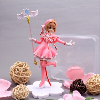 โมเดลฟิกเกอร์ PVC รูปการ์ตูนอนิเมะ Captor SAKURA สีชมพู สําหรับตกแต่งบ้าน