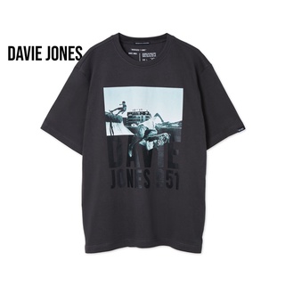 เสื้อยืดผู้หญิงDAVIE JONES เสื้อยืดโอเวอร์ไซส์ พิมพ์ลาย สีเทา Graphic Print Oversized T-Shirt in Grey WA0095GY