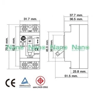 Nano เซฟตี้ เบรกเกอร์ กันดูด ป้องกันไฟรั่ว ไฟเกิน ไฟช็อต Shihlin Electric รุ่น BL-BF V