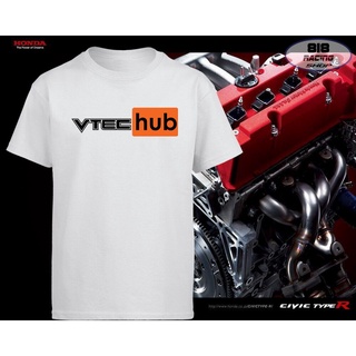 เสื้อยืดผ้าฝ้าย สตรีทแฟชั่น เสื้อยืด Racing Sport [สีขาว / สีเทา] [VTEC HUB]คอกลม