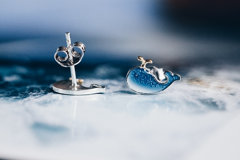 ปลาวาฬ925เงินน่ารักผู้หญิงที่เรียบง่ายในช่วงฤดูร้อนสดทุกการแข่งขันต่างหูอารมณ์ขนาดเล็กและส่วนบุคคลต่างหูหูกระดุม - รูปที่ 5